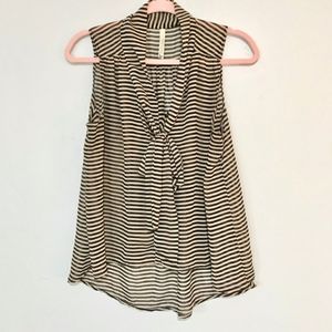 Paper Crane Striped Sheer Sleeveless Blouse